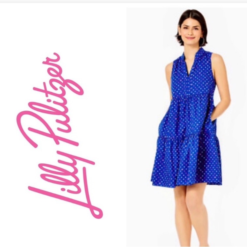 Lilly Pulitzer Blue and Pink Patterned dress 100% cotton